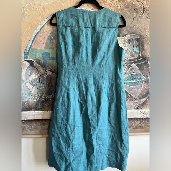 NWT Talbots 100 % Linen Blue Belted Dress size 8P - Picture 7 of 11